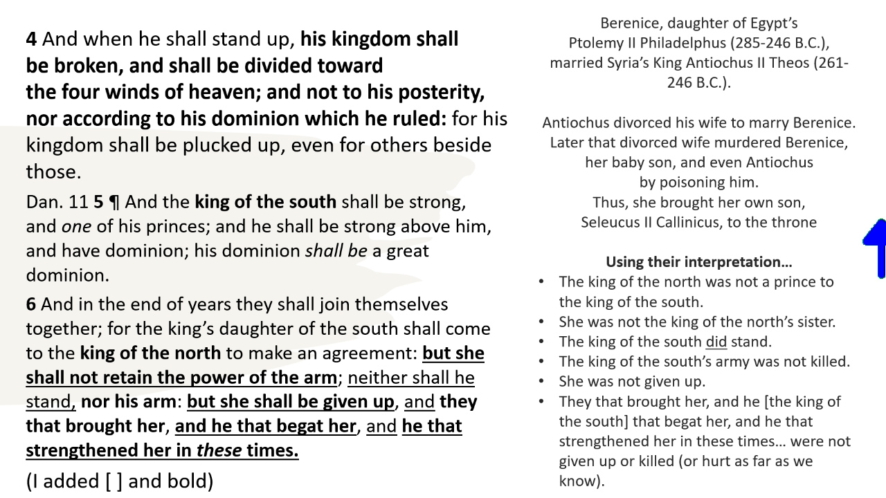 How they try to get Berenice to match the daughter of the king of the south